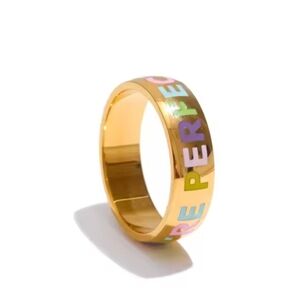 New FP "YOU'RE PERFECT" 18K gold Ss Graphic Ring Sz. 6 7 8 9